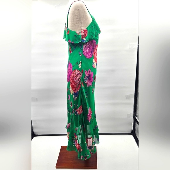 Roz & Ali Floral Green One-Shoulder Asymetrical Dress Size 12 - Picture 5 of 13